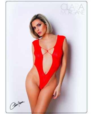 Body Rouge avec décolleté plongeant - Le Numéro 2 - Collection Body 
